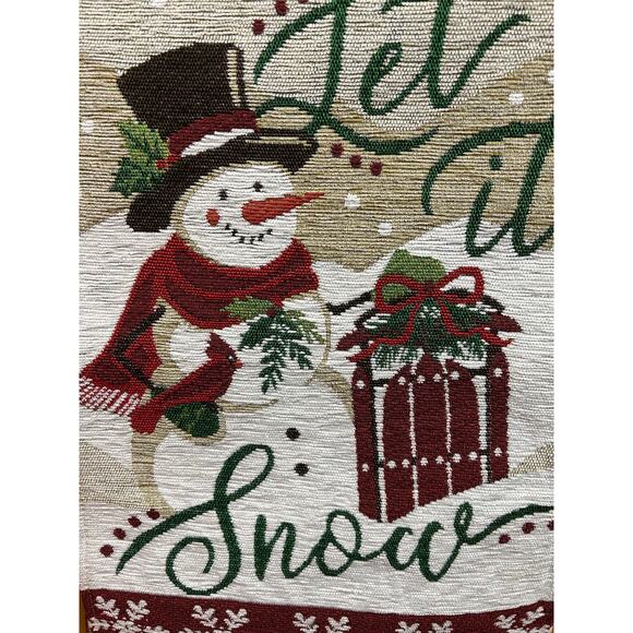Christmas Snowman & Cardinal Table Runner Let it Snow 72” Tapestry - Picture 2 of 4